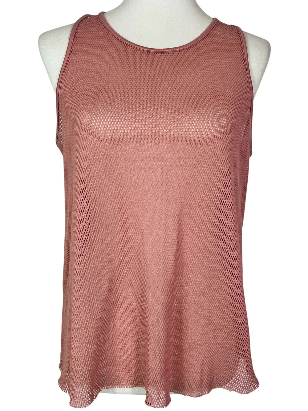 Alo Yoga Lucid Mesh Tank Top Blush Rose Pink Sheer Workout Size M